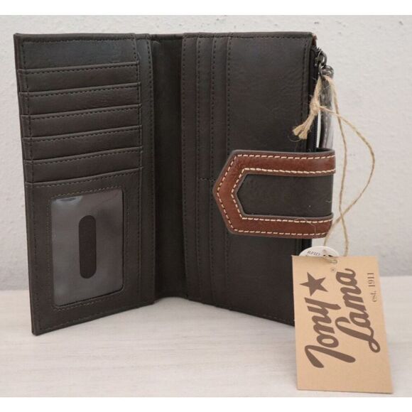 Tony Lama 22085725W Women's 3-Tone Brown Magnetic Snap Credit Card Bifold Wallet - Picture 3 of 6